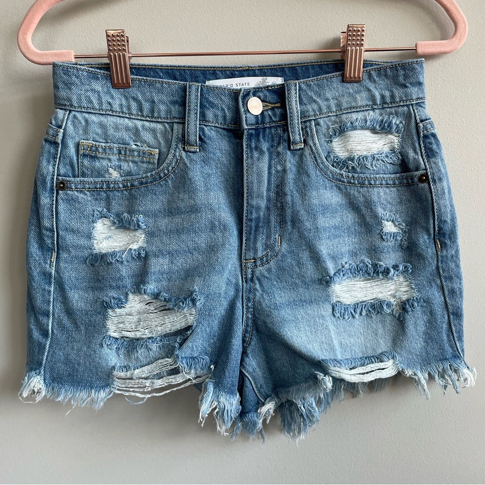 Like New Altar’d State Distressed Raw Hem Denim Short
